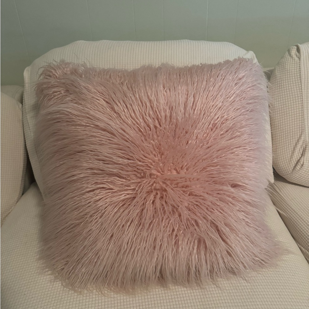 Fluffy Pink Luxurious Throw Pillow 18x18